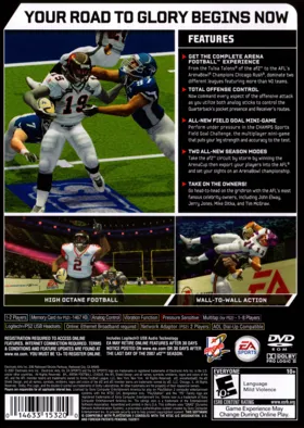 Arena Football - Road to Glory box cover back